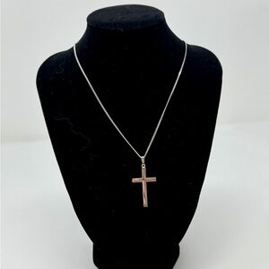 Elegant Stamped 925 Silver Cross Pendant Necklace